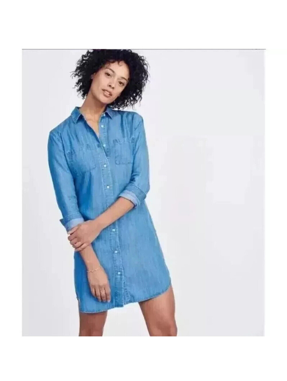 UNTUCKit Maraska Tencel Denim Shirt Dress 18 NWOT Blue Long Sleeve Collared